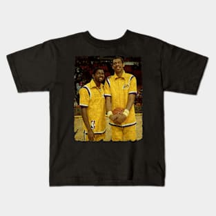 Magic Johnson and Kareem Abdul Jabbar of The Los Angeles Lakers, 1984 Kids T-Shirt